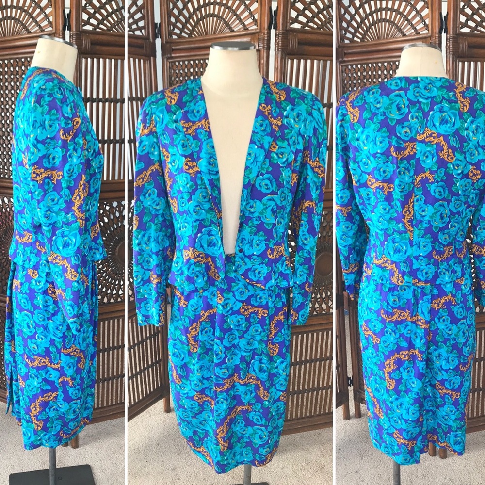 Vintage Baroque Silk 2 Piece Suit